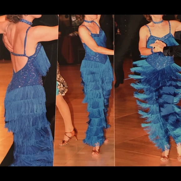 Pants - Royal Blue Swarovski Fringed Dance Costume, XS / S